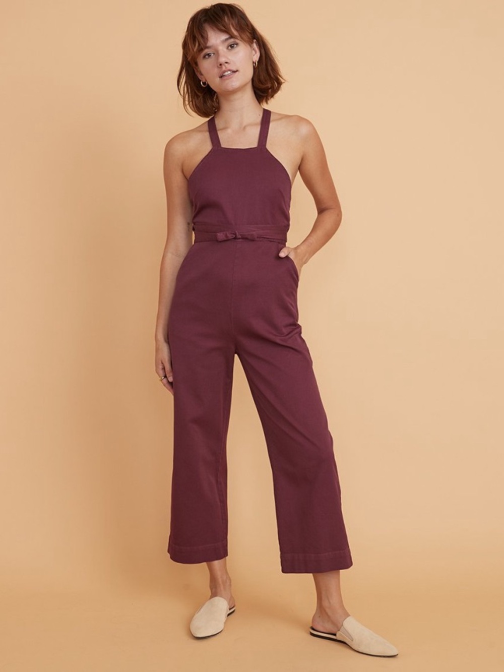 Marine layer Cabernet red Tess cross back jumpsuit
